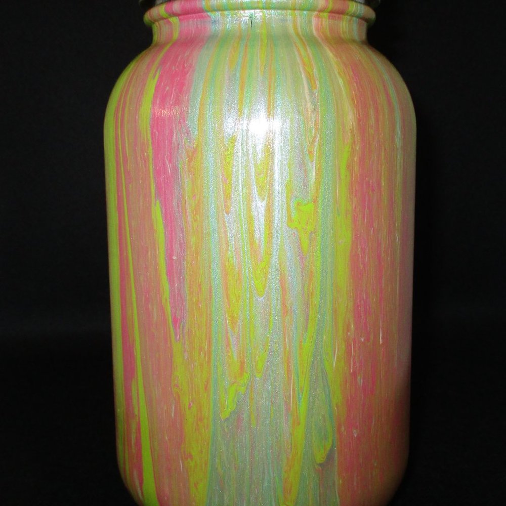 2 Original Fluid Pour Paint Technique Storage Jars Quart and 1/2 Pint - Picture 4 of 6
